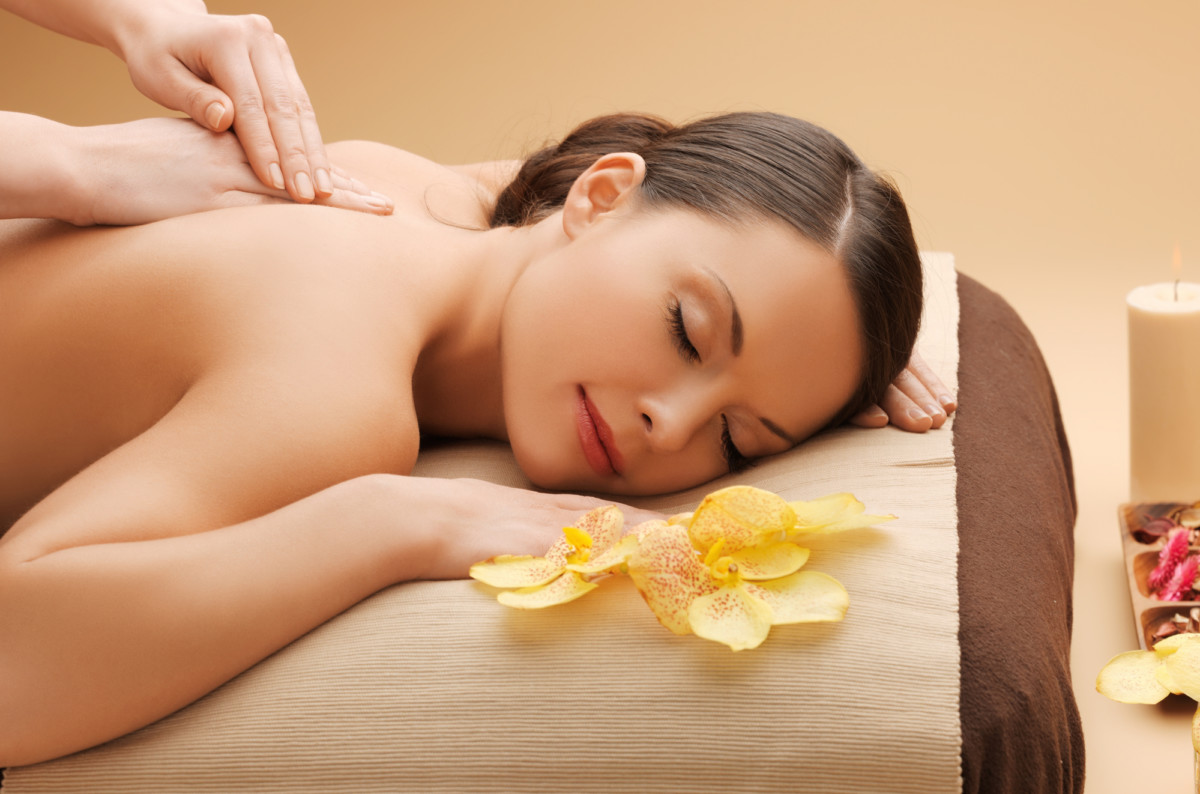 picture of calm beautiful woman in massage salon